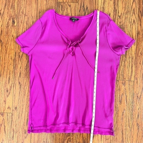 Lauren Ralph Lauren Purple Lace Up Ribbed T-Shirt Size 3X Plus Size - Picture 15 of 17